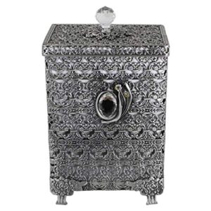sehamano antique rectangular wastebasket, vintage decorative small trash can, classic garbage container bin for vanity, bedroom, kitchen, powder rooms, home office rubbish bin (tin (matt gray))