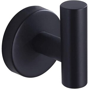 Nolimas Towel Coat Hook Matte Black SUS304 Stainless Steel Bathroom Clothes Cabinet Closet Sponges Robe Hook Wall Mounted Round Kitchen Heavy Duty Door Hanger 1 Pack