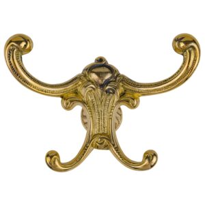 uniqantiq hardware supply victorian double solid brass hat and coat hook | hall tree, rack mount vintage coat hooks for hanging garment | ua-731-pb (1)