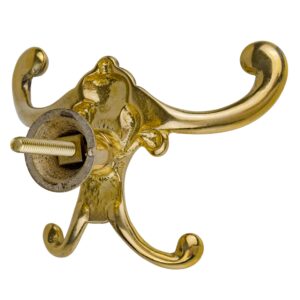 UNIQANTIQ HARDWARE SUPPLY Victorian Double Solid Brass Hat and Coat Hook | Hall Tree, Rack Mount Vintage Coat Hooks for Hanging Garment | UA-731-PB (1)