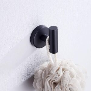 Nolimas Towel Coat Hook Matte Black SUS304 Stainless Steel Bathroom Clothes Cabinet Closet Sponges Robe Hook Wall Mounted Round Kitchen Heavy Duty Door Hanger 2 Packs