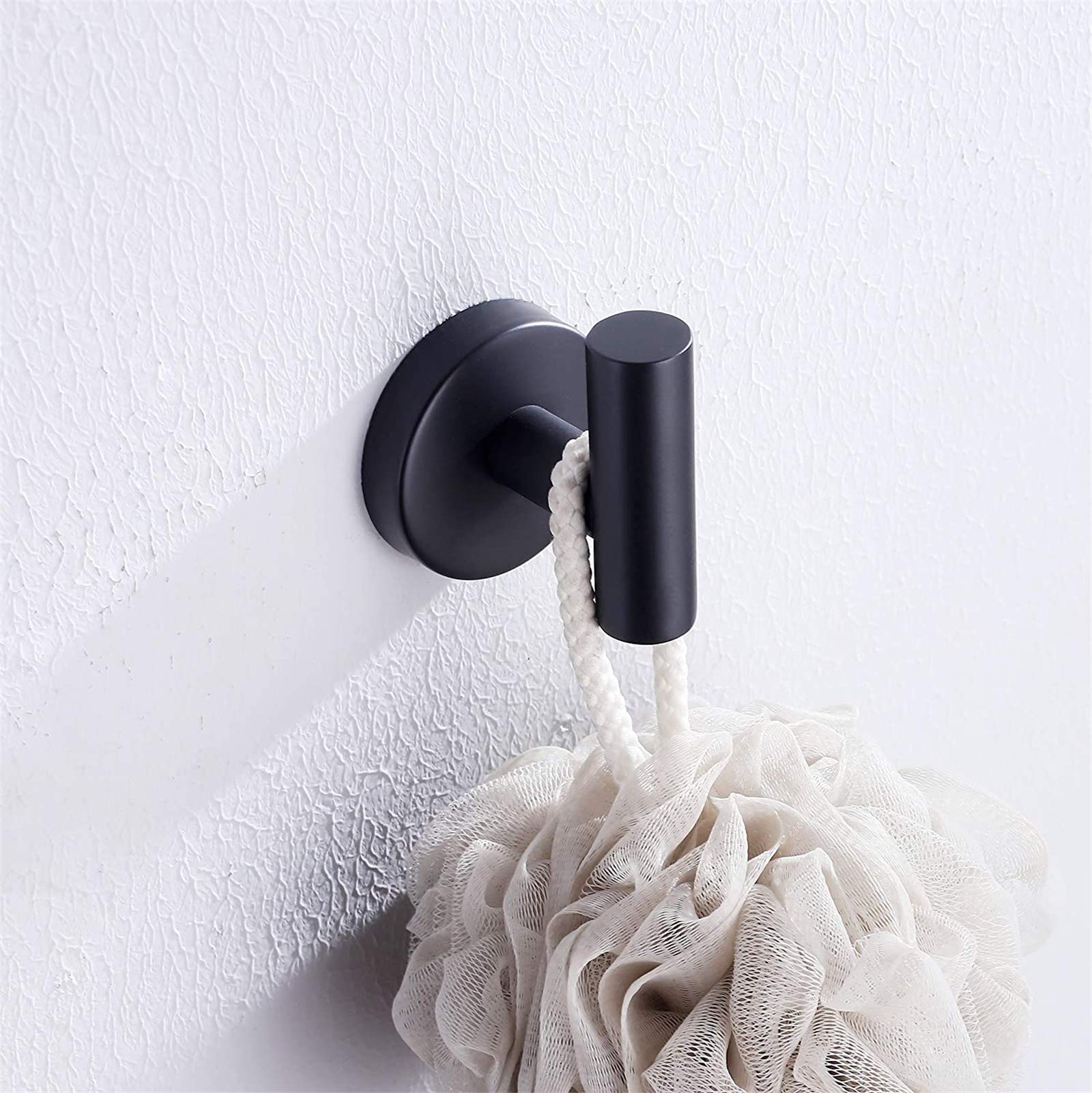 Nolimas Towel Coat Hook Matte Black SUS304 Stainless Steel Bathroom Clothes Cabinet Closet Sponges Robe Hook Wall Mounted Round Kitchen Heavy Duty Door Hanger 2 Packs