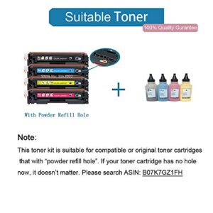 Misee Toner Refill Powder Compatible for HP 202a CF500A CF501A CF502A CF503A 202X Toner Cartridges Used in MFP M281fdw M281cdw M281dw M254dw 4-Pack (Without Tools)