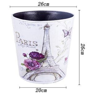 Lingxuinfo Scakbyer Waste Paper Bin, European British Style Tower Pattern Trash Can Wastebasket Garbage Can Without Lid Waste Bin for Kitchen Bathroom Bedroom (Tower Purple Flower)