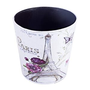 Lingxuinfo Scakbyer Waste Paper Bin, European British Style Tower Pattern Trash Can Wastebasket Garbage Can Without Lid Waste Bin for Kitchen Bathroom Bedroom (Tower Purple Flower)