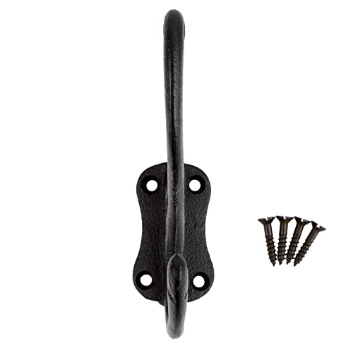 UNIQANTIQ HARDWARE SUPPLY Cast Iron with Black Finish Hat and Coat Hook | Wall, Hall Tree, Rack Mounting | Vintage Coat Hooks for Hanging Garment | UA-733-I (1)