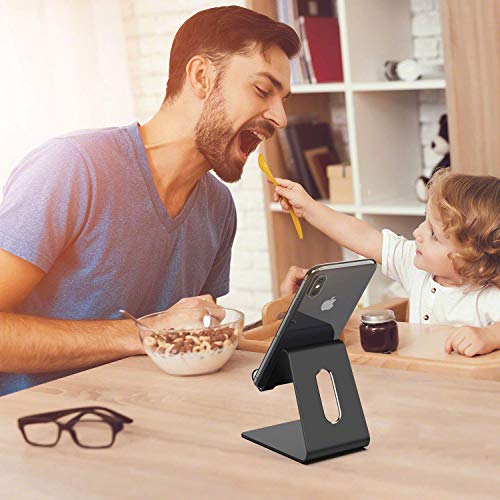 Verigle Cell Phone Holder Black Compatible with 4~8inch iPhone Xs XR 8 X 7 6 6s Plus SE 5 5s, Tablet, All Android Smartphone