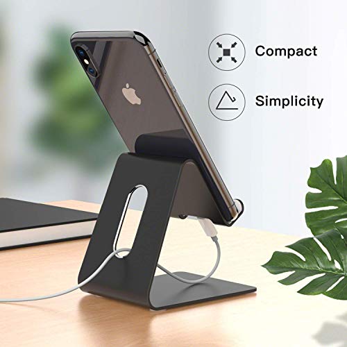 Verigle Cell Phone Holder Black Compatible with 4~8inch iPhone Xs XR 8 X 7 6 6s Plus SE 5 5s, Tablet, All Android Smartphone