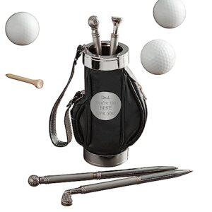 things remembered engraved dad's black golf bag ballpoint pen and pencil set (free customization)