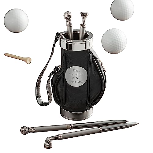 THINGS REMEMBERED Engraved Dad's Black Golf Bag Ballpoint Pen and Pencil Set (Free Customization)