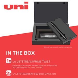 uni JETSTREAM PRIME TWIST - Includes one pen + two Parker Style refills (SXR-600-07) in Exclusive Gift Box - Black