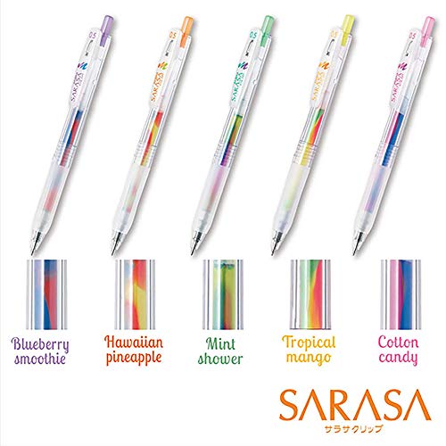 ZEBRA Sarasa Clip 0.5mm Ballpoint Pen, Marble Color 5 Colors Set (JJ75-5C-MB)