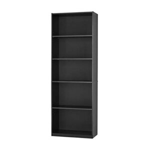mainstay` 71" 5-shelf standard bookcase (black)