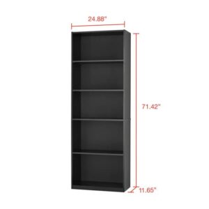 Mainstay` 71" 5-Shelf Standard Bookcase (Black)