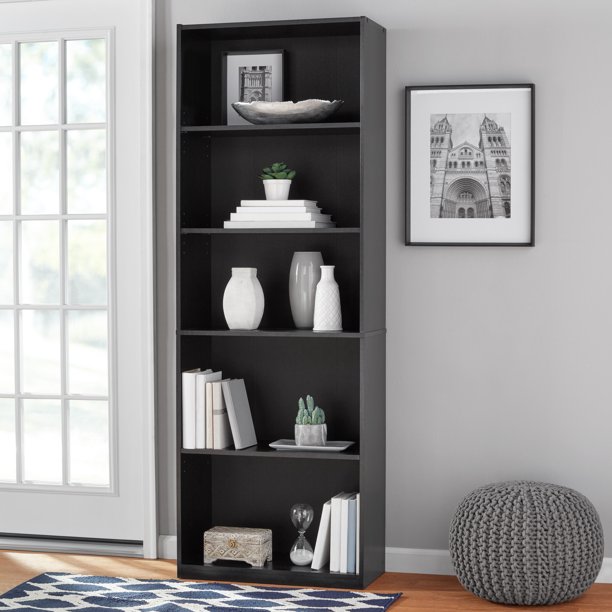 Mainstay` 71" 5-Shelf Standard Bookcase (Black)