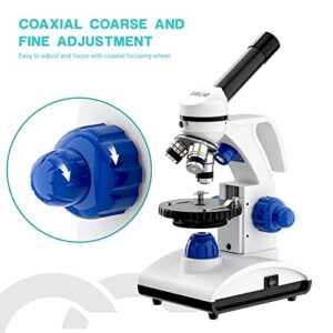 ESSLNB Microscope 1000X Student Microscope for Kids LED Biological Light Microscope with Slides and Phone Adapter All-Metal Optical Glass Lenses