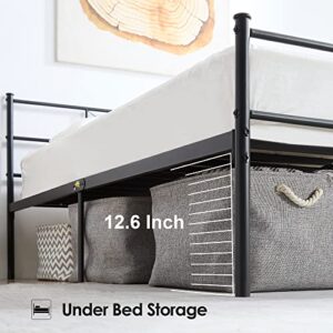 VECELO Metal Platform Bed Frame Mattress Foundation with Headboard & Footboard/Firm Support & Easy Set up Structure, Queen, Black