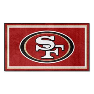 fanmats 19884 nfl san francisco 49ers 3ft. x 5ft. plush area rug | sports fan area rug, home decor rug and tailgating mat