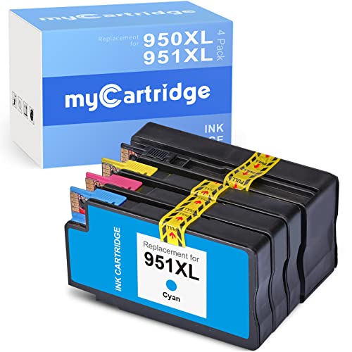 myCartridge 950XL 951XL Compatible Ink Cartridges Replacement for HP 950XL 951XL (Black Cyan Magenta Yellow,4-Pack) Fit HP OfficeJet Pro 8600 8610 Printer Ink