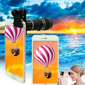 Cell Phone Camera Lens Kit,11 in 1 Universal 20x Telephoto Lens,0.63Wide Angle+15X Macro+198°Fisheye+2X Telephoto+Kaleidoscope+CPL/Starlight/Eyemask/Tripod,for Most iPhone Smartphone (Black)