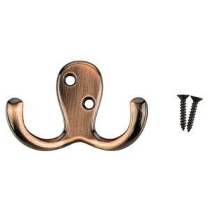uniqantiq hardware supply double prong venetian bronze finished coat hook | wall, hall tree, rack mounting | vintage coat hooks for hanging garment, bags and keys | dl-h315-vb (1)