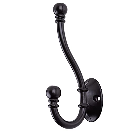 UNIQANTIQ HARDWARE SUPPLY Double Prong Dark Oil Rubbed Bronze Finished Hat and Coat Hook with Ball Ends | Wall, Hall Tree, Rack Mount Vintage Coat Hooks for Hanging Garment | DL-P2669-OB (5)