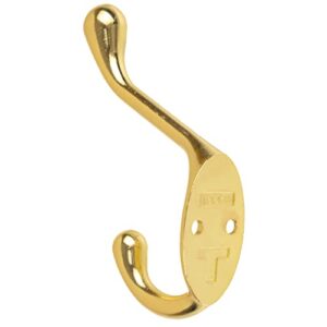 UNIQANTIQ HARDWARE SUPPLY Heavy Duty Brass Plated Hat and Coat Hook | Wall, Hall Tree, Rack Mount Vintage Coat Hooks for Hanging Garment | H21-P2699-1BP (1)