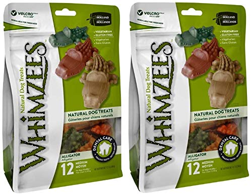 Whimzees 24 Count Medium Alligator Chews, Gluten Free Natural Dog Treats2