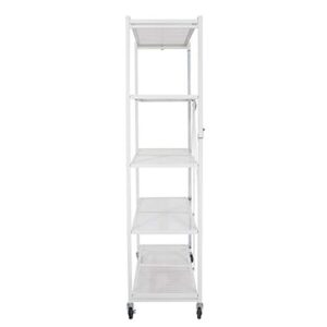 Origami 5-Shelf Foldable Storage Shelves for Garage Kitchen Home Closet, Metal Wire, Collapsible Organizer Rack, Holds up to 1000 pounds, Powder-Coated Steel, Heavy Duty | White