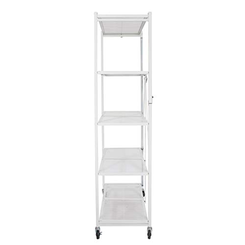 Origami 5-Shelf Foldable Storage Shelves for Garage Kitchen Home Closet, Metal Wire, Collapsible Organizer Rack, Holds up to 1000 pounds, Powder-Coated Steel, Heavy Duty | White