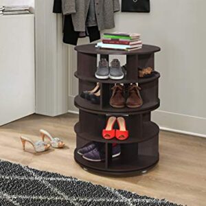 Kings Brand Furniture – 4-Tier Revolving Free Standing Lazy Susan Shoe Rack Storage Organizer (Chocolate)