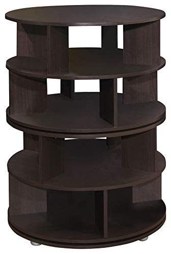 Kings Brand Furniture – 4-Tier Revolving Free Standing Lazy Susan Shoe Rack Storage Organizer (Chocolate)