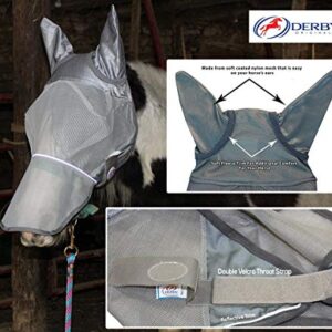 Derby Originals Reflective Mesh Fly Mask with 1 Year Warranty Includes Ears and Nose Cover,Summer Blue,Large (Full/Average),72-7109SB-L