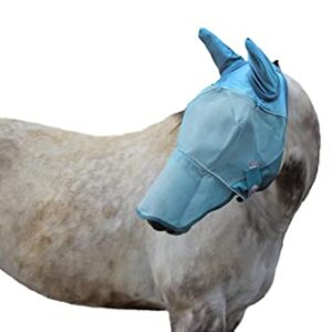 Derby Originals Reflective Mesh Fly Mask with 1 Year Warranty Includes Ears and Nose Cover,Summer Blue,Large (Full/Average),72-7109SB-L