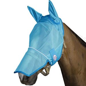 Derby Originals Reflective Mesh Fly Mask with 1 Year Warranty Includes Ears and Nose Cover,Summer Blue,Large (Full/Average),72-7109SB-L