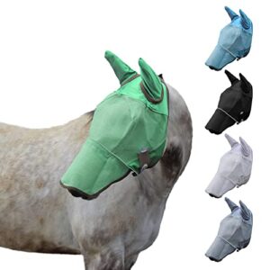 derby originals reflective mesh fly mask with 1 year warranty includes ears and nose cover,spring green,large (full/average),72-7109gr-l