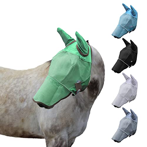 Derby Originals Reflective Mesh Fly Mask with 1 Year Warranty Includes Ears and Nose Cover,Spring Green,Large (Full/Average),72-7109GR-L