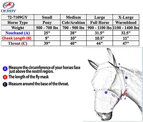 Derby Originals Reflective Mesh Fly Mask with 1 Year Warranty Includes Ears and Nose Cover,Spring Green,Large (Full/Average),72-7109GR-L