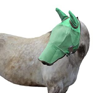 Derby Originals Reflective Mesh Fly Mask with 1 Year Warranty Includes Ears and Nose Cover,Spring Green,Large (Full/Average),72-7109GR-L