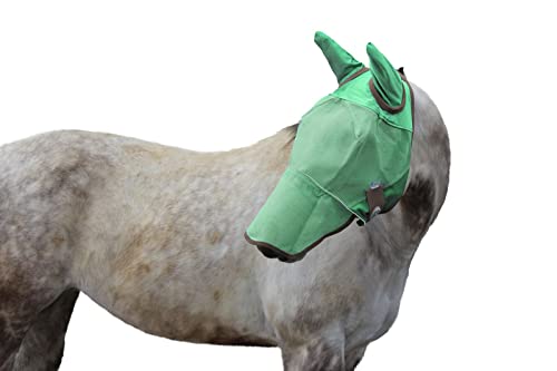 Derby Originals Reflective Mesh Fly Mask with 1 Year Warranty Includes Ears and Nose Cover,Spring Green,Large (Full/Average),72-7109GR-L