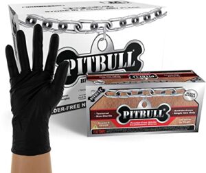 pitbull black nitrile exam gloves, 6 mil, disposable, case/1000, x-large xl