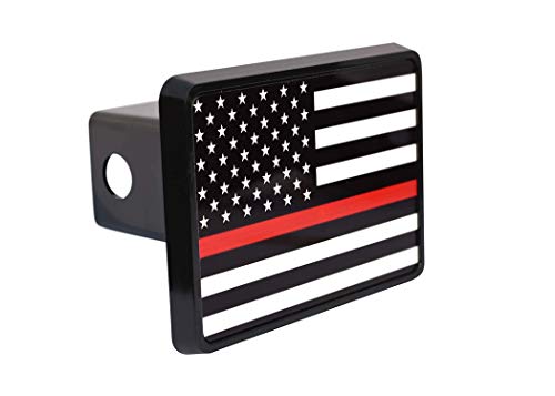 Thin Red Line Flag Trailer Hitch Cover Plug US Firefighter Fire Fighter Truck Department FD