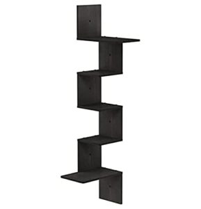 furinno rossi wall mounted shelves, 5-tier rectangle, espresso/black
