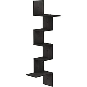 Furinno Rossi Wall Mounted Shelves, 5-Tier Rectangle, Espresso/Black