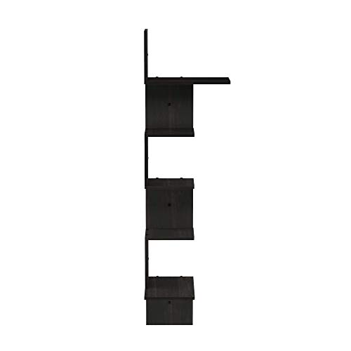 Furinno Rossi Wall Mounted Shelves, 5-Tier Rectangle, Espresso/Black