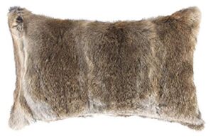 natural fur throw pillow cover with soft poly insert | handcrafted fluffy decorative pillow with real rabbit fur, hazelnut, 12 in x 20 in