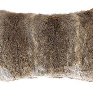 Natural Fur Throw Pillow Cover with Soft Poly Insert | Handcrafted Fluffy Decorative Pillow with Real Rabbit Fur, Hazelnut, 12 in x 20 in