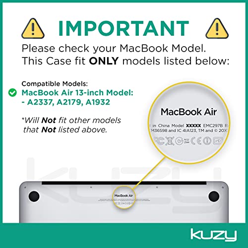 Kuzy Compatible with MacBook Air 13 inch Case 2020 2021 2018 MacBook Air M1 Case Hard Shell MacBook Air 2020 Case Cover A2337 MacBook Air Case A2179 A1932 Laptop Case MacBook Air 13 inch, Black