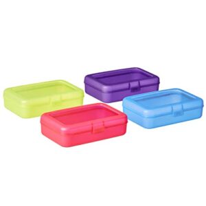 Amazon Basics Pencil Box, Pack of 4, Multi, Solid