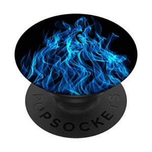 blue burning fire flames cool novelty gift black popsockets popgrip: swappable grip for phones & tablets